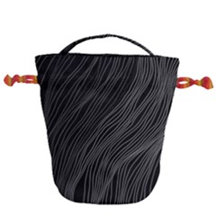 Abstract Art Black White Drawing Lines Unique Drawstring Bucket Bag