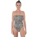 Brown Vintage Floral Pattern Damask Floral Vintage Retro Tie Back One Piece Swimsuit View1