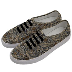 Brown Vintage Floral Pattern Damask Floral Vintage Retro Men s Classic Low Top Sneakers by Cemarart