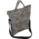 Brown Vintage Floral Pattern Damask Floral Vintage Retro Fold Over Handle Tote Bag View1