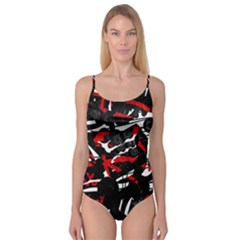 Shape Line Red Black Abstraction Camisole Leotard  by Cemarart