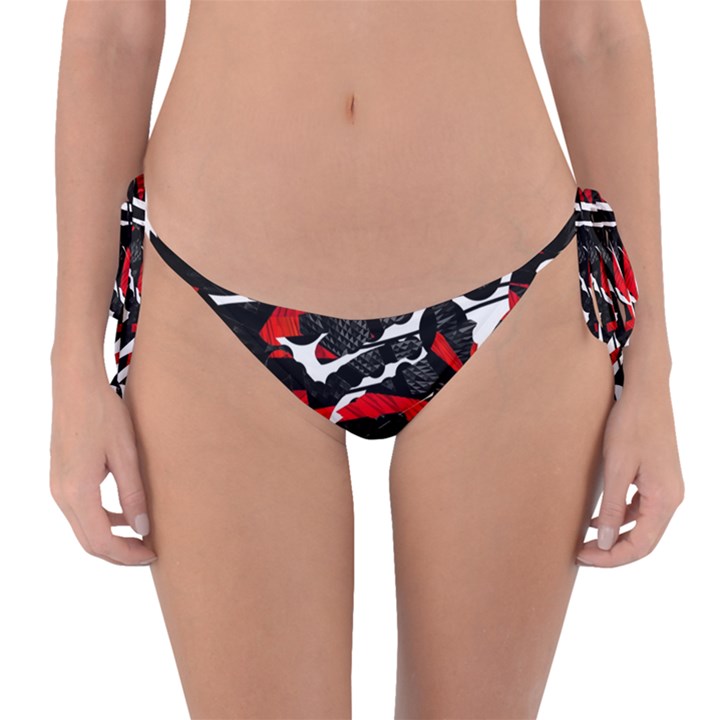 Shape Line Red Black Abstraction Reversible Bikini Bottoms