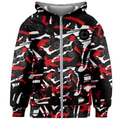 Shape Line Red Black Abstraction Kids  Zipper Hoodie Without Drawstring