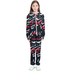 Shape Line Red Black Abstraction Kids  Tracksuit by Cemarart