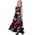 Shape Line Red Black Abstraction Kids  Satin Sleeveless Maxi Dress View2
