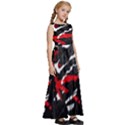 Shape Line Red Black Abstraction Kids  Satin Sleeveless Maxi Dress View3