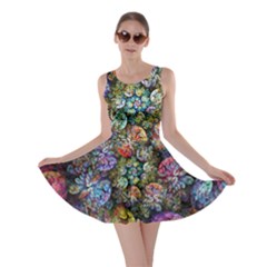 Floral Fractal 3d Art Pattern Skater Dress by Cemarart