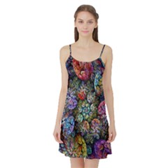 Floral Fractal 3d Art Pattern Satin Night Slip