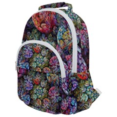 Floral Fractal 3d Art Pattern Rounded Multi Pocket Backpack by Cemarart