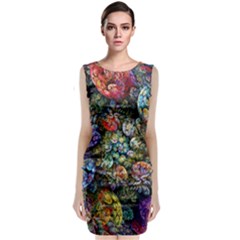 Floral Fractal 3d Art Pattern Classic Sleeveless Midi Dress