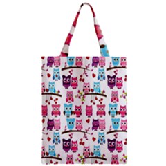 Owl Pattern Zipper Classic Tote Bag by Cemarart