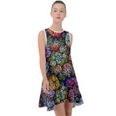 Floral Fractal 3d Art Pattern Frill Swing Dress by Cemarart