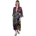 Floral Fractal 3d Art Pattern Maxi Satin Kimono View1