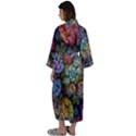 Floral Fractal 3d Art Pattern Maxi Satin Kimono View2