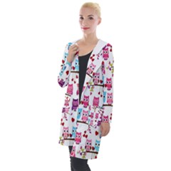 Owl Pattern Hooded Pocket Cardigan by Cemarart