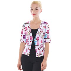 Owl Pattern Cropped Button Cardigan by Cemarart