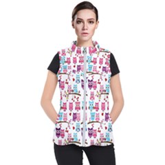 Owl Pattern Women s Puffer Vest by Cemarart