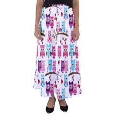 Owl Pattern Flared Maxi Skirt by Cemarart