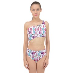 Owl Pattern Spliced Up Two Piece Swimsuit