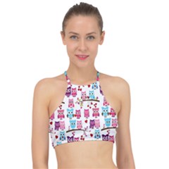 Owl Pattern Halter Bikini Top by Cemarart