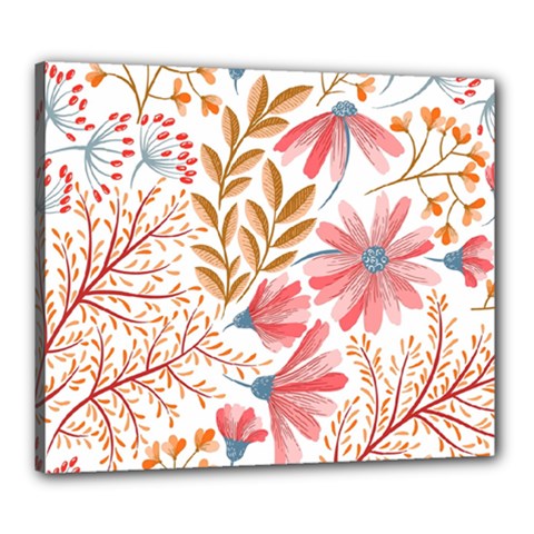 Red Flower Seamless Floral Flora Canvas 24  X 20  (stretched)