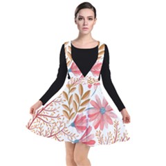 Red Flower Seamless Floral Flora Plunge Pinafore Dress