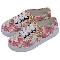 Red Flower Seamless Floral Flora Kids  Classic Low Top Sneakers by Cemarart