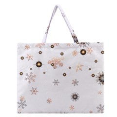 Golden-snowflake Zipper Large Tote Bag