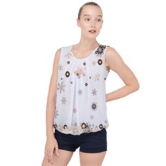 Golden-snowflake Bubble Hem Chiffon Tank Top