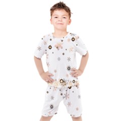 Golden-snowflake Kids  T-shirt And Shorts Set