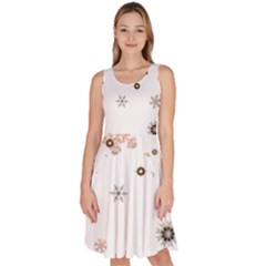 Golden-snowflake Knee Length Skater Dress With Pockets