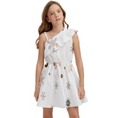 Golden-snowflake Kids  One Shoulder Party Dress