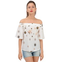 Golden-snowflake Off Shoulder Short Sleeve Top