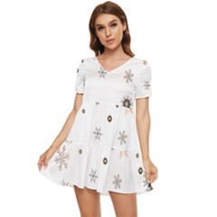 Golden-snowflake Tiered Short Sleeve Babydoll Dress