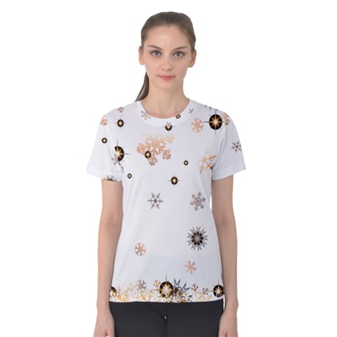 Golden-snowflake Women s Cotton T-shirt by saad11