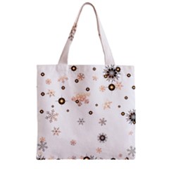 Golden-snowflake Zipper Grocery Tote Bag by saad11
