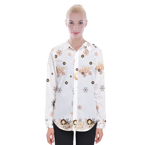 Golden-snowflake Womens Long Sleeve Shirt by saad11