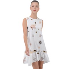 Golden-snowflake Frill Swing Dress