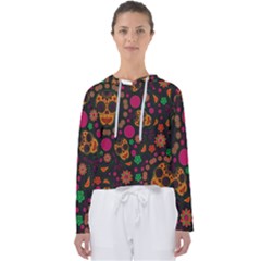 Skull Colorful Floral Flower Head Women s Slouchy Sweat by Cemarart