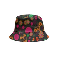 Skull Colorful Floral Flower Head Bucket Hat (kids) by Cemarart