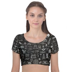 Doodle Art Chemistry Art Velvet Short Sleeve Crop Top 