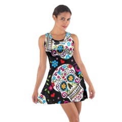 Sugar Skull Black Olorful Flower Cotton Racerback Dress