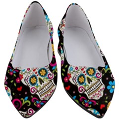 Sugar Skull Black Olorful Flower Women s Block Heels  by Cemarart