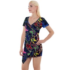 Dead Head Deadhead Grateful Dead Short Sleeve Asymmetric Mini Dress by Cemarart