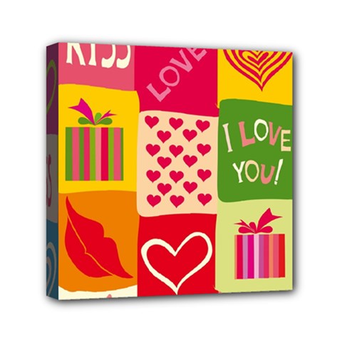 I Love You Doodle Mini Canvas 6  X 6  (stretched)