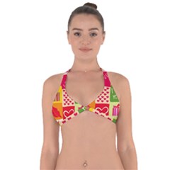 I Love You Doodle Halter Neck Bikini Top