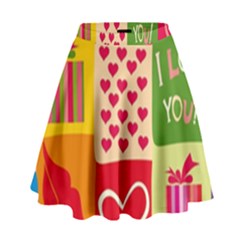 I Love You Doodle High Waist Skirt