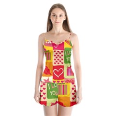 I Love You Doodle Satin Pajamas Set