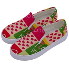 I Love You Doodle Kids  Canvas Slip Ons