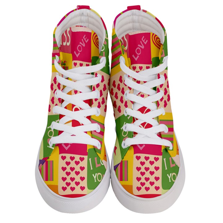 I Love You Doodle Men s Hi-Top Skate Sneakers